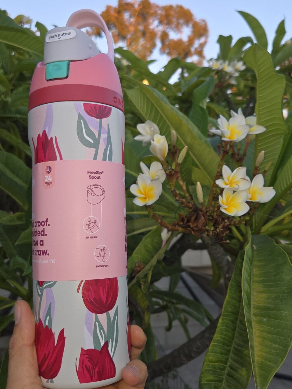 Contigo Pink Floral Insulated Water Bottle with FreeSip Spout